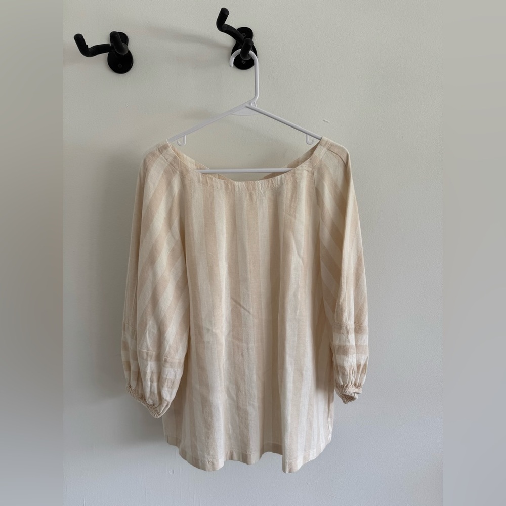 LOFT Beige and Cream Striped Top